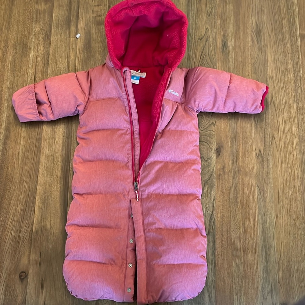 Columbia fleece lined waterproof baby snowsuit 12-18 months size in warm red